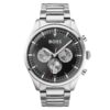 BOSS Chronographe Homme 44mm Étanche 5ATM Cadran Noir Bracelet Acier Inoxydable - Montre Pioneer Fonction Date Fonctionn