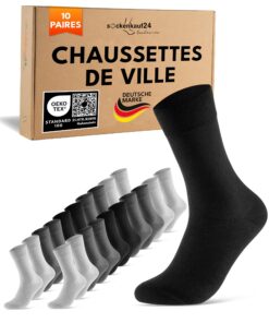 sockenkauf24 Chaussettes 10 Paires Homme Femme Coton Confortable Respirantes OEKO-TEX STANDARD 100