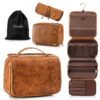 Elviros Trousse de Toilette pour Homme et Femme Global Recycled Standard Elviros Trousse de Voyage Amovible en Cuir PU G