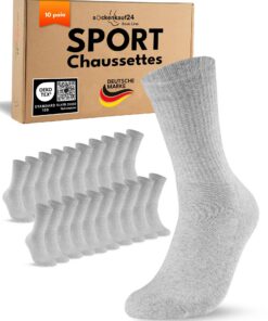 Chaussettes de Sport sockenkauf24 10 Paires Respirantes Renforcées_homme_femme_Tennis_Socks