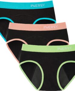 Culottes menstruelles coton INNERSY pour adolescentes, lavables, lot de 3, conforme OEKO-TEX STANDARD 100
