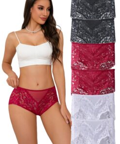 Culottes Hialegion Femmes Dentelles Hautes Multicolore Taille Haute Grande Taille Hipster Lot de 6 S-4XL