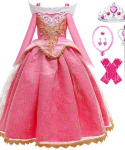 Princesse Aurore Robe Déguisement Anniversaire Noel Halloween Carnaval Cosplay Costume Fille dengan Accessoires