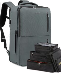 LOVEVOOK Sac à Dos Cabine Grand Homme Femme Résistant Aux Éclaboussures Gris