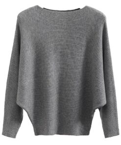 FULIER Pull Femme Col Bateau Tricoté Manches Longues Casual Loose Sweater Taille Unique Chic et Comfortable pour Femmes