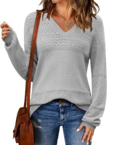 Zeagoo Pull Femme Hiver Élégant Manches Longues Doux Sweater Automne Côtelé Tricot Haut S-XXL