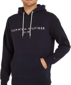 Tommy Hilfiger Sweat à Capuche pour Homme | Logo Core | Sport Moderne | Hautement Respirable | 50% Polyester, 28% Cotton
