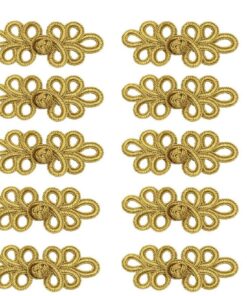 EvaGO Boutons chinois en forme de grenouille doré pour habillement - Lot de 10 paires - Couture - Pull, cape, manteau, é