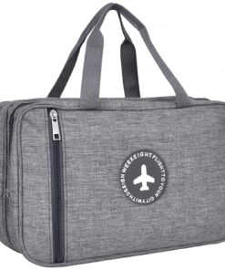 Rundago Trousse de Toilette Voyage Gris pour Homme et Femme, Imperméable avec Compartiments Humides et Secs 33 * 16 * 20