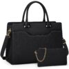 Sac à main RAINSMORE pour Femme Grande TOTE Sac PU Cuir Multifonctionnel pour Études et Travail Noir