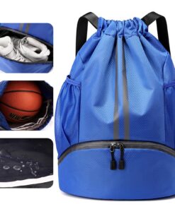 Veki Sac à Dos Sac de Sport pour Homme Femme avec Cordon et Compartiments, Idéal pour Football et Basketball, Nage, Yoga