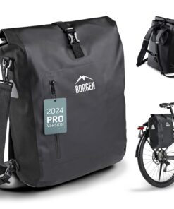 Sacoche de vélo Borgen pour porte-bagages, 100 % étanche, 25 l, poignée de transport et bandoulière, sacoche arrière, sa