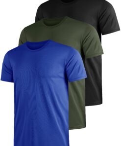 UEEKO T-Shirts De Sport Lot De 3 à Manches Courtes Hommes SéChage Rapide Respirant Fitness Course à Pied