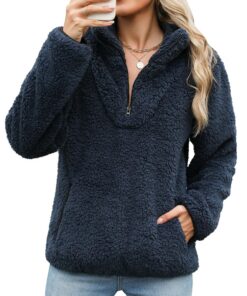 RITOSTA Sweat polaire femme hiver élégant avec poche et 1/4 zippé global recyclé RITOSTA Sweat chaud femme hiver streetw