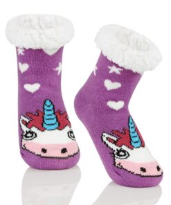 Zando chaussettes thermiques moelleuses et amusantes pour enfants - Antidérapantes - Girls and boys