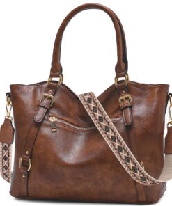 Sac à main chic et pratique pour femmes, grand sac à épaule en cuir végan ajustable avec courroie interchangeable