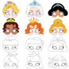 Masques Princesse Hifot Enfant à Colorier pour Carnaval et Anniversaires (12 Pièces)