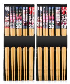 Hongyantech Lot de 10 Paires de Baguettes Motif Chat Mignon, Réutilisables, Fabriquées à la Main, Multicolores Passent a