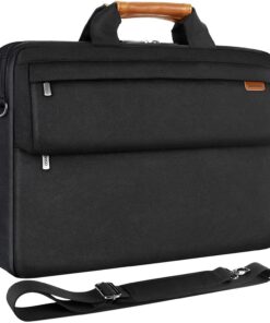 DOMISO Sac à ordinateur portable imperméable 17 pouces Noir | Protection Dell Lenovo Acer HP MSi Asus| Bandoulière Servi