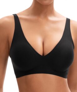 Soutien-gorge sans armature femme rembourré sans couture col en V doux Oeko-Tex Standard 100