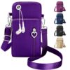 Sac Téléphone Portable Femmes Oxford Tissu Pochette Bandoulière (Purple)