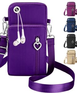 Sac Téléphone Portable Femmes Oxford Tissu Pochette Bandoulière (Purple)