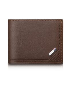 Energather Portefeuille Homme en Cuir PU Doux pour Voyage d'affaires, Porte Monnaie Minimaliste et Bipliable pour Homme