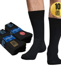 SOXCO Chaussettes pour Hommes Hautes Noires Business, Idéales pour le Travail, Lot de 10 Paires