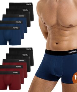 YESWEL Boxer Homme|Lot de 10|Coton|Doux et Respirant|sans Étiquette|sous-Vêtement|avec Ceinture Élastique|(S - 4XL)