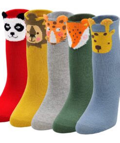 LOFIR Chaussettes Fantaisie Filles Modèle Animal Motif Soquettes - Chat Chien | Taille 20-34, 5 Paires | OEKO-TEX STANDA