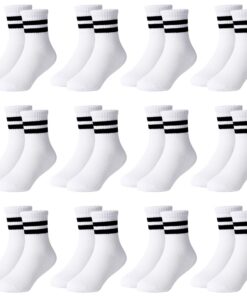 Chaussettes de tennis Moitiy Lot de 12 paires unisexes en coton pour enfants garçons et filles