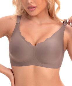 Ganado Soutien-gorge Push-up Sans Coutures - Col en V Profond, Sans Armatures, Doux et Confortable pour Femme