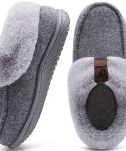 COFACE Chaussures de Pièce Femme Hiver Chaudes Feutre Pantoufles Peluche Élimées Doublure Fermée Confort Mousse à Mémoir