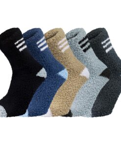 Chalier Cozy Chaussettes Homme HiverMoelleuses Douces Thermoisolantes pour Maison Chaudes et Cozy 5 Paires Chaussettes F