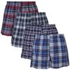 Falari - Lot de 4 boxer hommes en coton 100%, qualité supérieure, braguette à un bouton pour homme