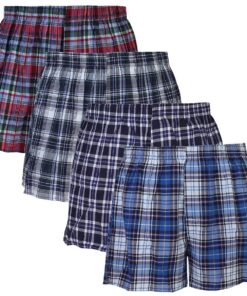 Falari - Lot de 4 boxer hommes en coton 100%, qualité supérieure, braguette à un bouton pour homme