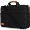 DOMISO | Sacoche pour Ordinateur Portable 17"-17.3" | Pour Dell/Lenovo/HP/ASUS | Port USB | Sacoche Bandoulière | Noir&M