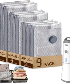 Sac Sous Vide Vacbird pour Vetements Aspirateur Puissant Électrique, Lot de 9 Tailles Différentes, Idéal pour Chemises e