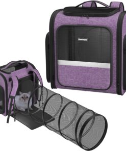 Pawtners Sac à Dos de Transport pour Chats Approuvé par les Compagnies Aériennes - Tunnel de Jeu Extensible - Adéquat po