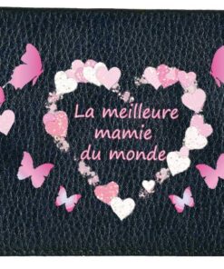 Syl'la Mamie - Fête des Grandes Mères Porte-Chéquier Porte-Carte en Cuir Noir Meilleure Mamie pour Femme