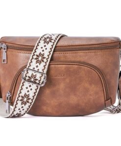 MUIIKOLA Sac à Bandoulière pour Femme en Cuir Végétalien avec Poche Poitrine à Blocage RFID, Sangle Large Ajustable et A