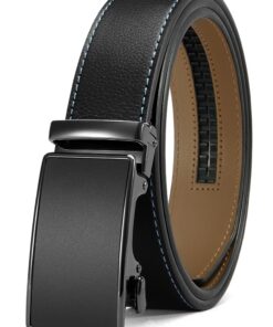 CHAOREN Buckle Automatique en Cuir pour Homme Affaires 35mm Ajustable Coulures Bleues Noires