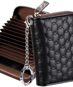 FurArt - Portefeuille avec Blocage RFID, Fermeture Éclair et Porte-clés - Porte Cartes de Crédit pour Femme et Homme, Sé