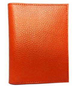 Charmoni Portefeuille Homme en Croute de Cuir (Orange) - Grandes Capacités - Pour Hommes Affaires - Voyage et Travail -