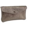 Portefeuille élégant en cuir métallisé Médio taupe fermerture à bouton
