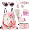 Hifot Lot de 18 sacs à dos licorne avec cordon de serrage pour filles - Sac de qualité supérieure pour filles, ideal pou