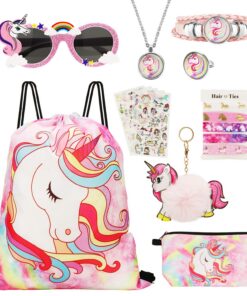 Hifot Lot de 18 sacs à dos licorne avec cordon de serrage pour filles - Sac de qualité supérieure pour filles, ideal pou