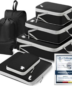 Samfolk 8 pièces Packing Cubes Compression Organisateur Valise pour VoyageursBagage Sac Compression avec Fonction Rangem