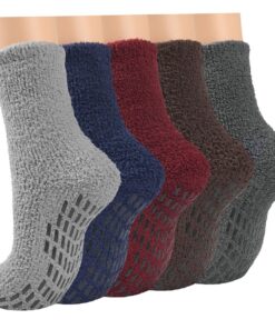 ILovDaisy Lot de 5 paires de chaussettes thermiques moelleuses pour hommes - Épaisse et antidérapante - Idéales pour le