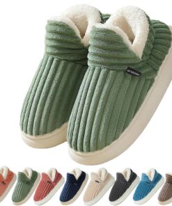 Coswind Chaussons Femme Homme Hiver Chaud Fermé Mousse Mémoire Antidérapantes l'intérieur et l'extérieur